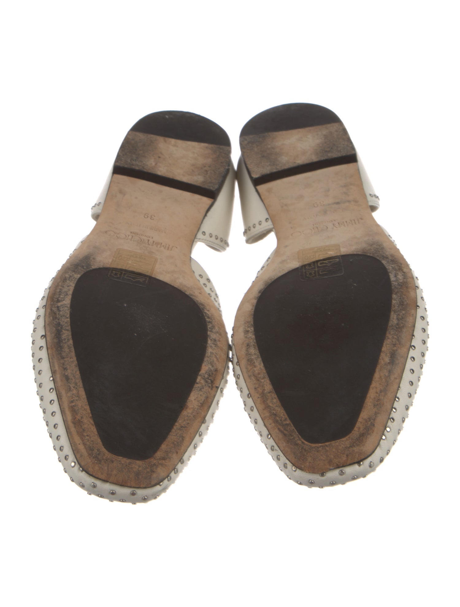 Jimmy Choo Leather Studded Accents D'Orsay Flats